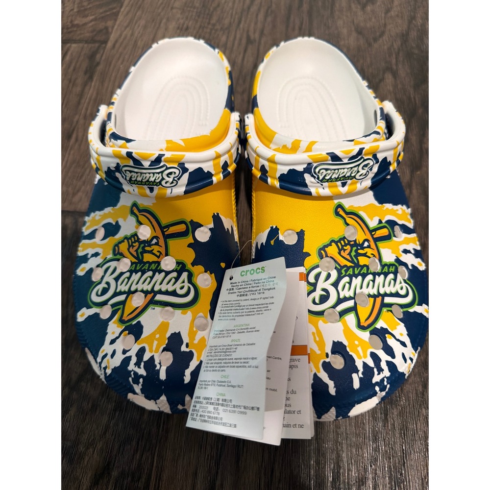Crocs Savannah Bananas Classic Mens 11 Yellow Navy White Baseball Shoes NEW